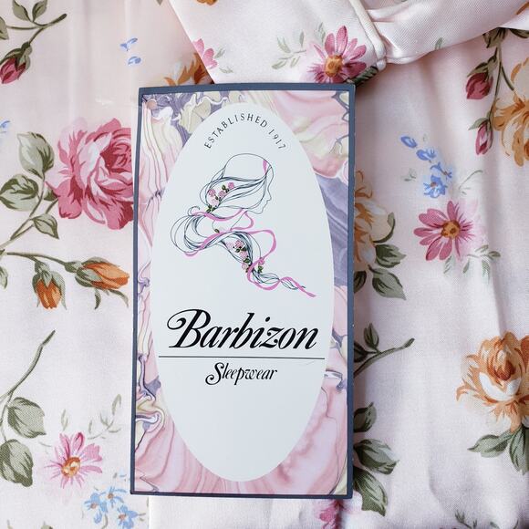 NWT VINTAGE BARBIZON Cuddleskin Satin Pink Floral Nightgown Medium Modest *Flaw - Picture 6 of 14